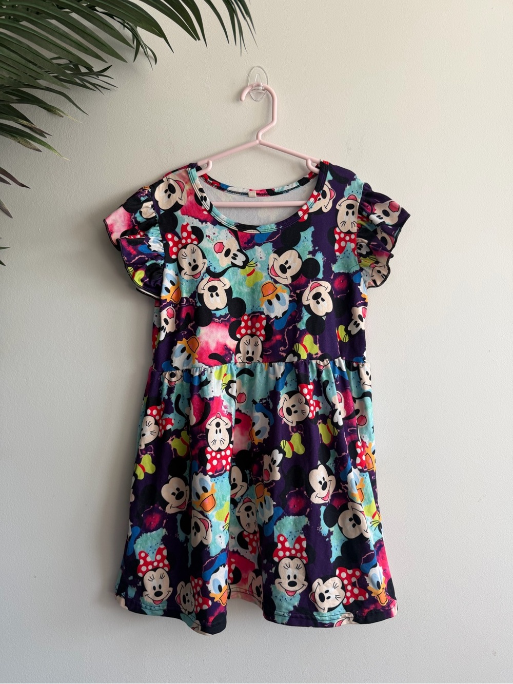 Girls' Purple Minnie Mouse Print Casual Dress 7-8T